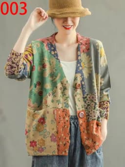 Amax LuluE 2026 Fall Womens Fashion Printed Loose Cardigans Casual V Neck Sweaters Ladies Korean Luxury Classic Cartoon Knitwear