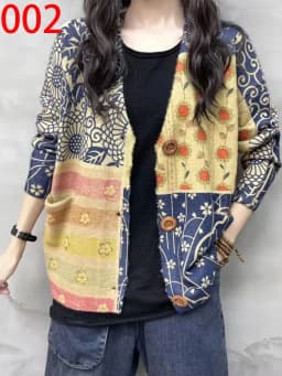 Amax LuluE 2026 Fall Womens Fashion Printed Loose Cardigans Casual V Neck Sweaters Ladies Korean Luxury Classic Cartoon Knitwear