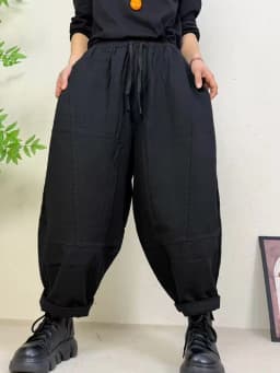 Amax LuluE 2026 Spring Womens Fashion Cotton Linen Wide Leg Pants Ladies Casual Vintage Classic Striped Elastic Waist Trousers