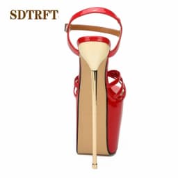 SDTRFT Buckle Sandals Party Shoes Woman Stiletto Zapatos Mujer 22cm Ultra High Metal Thin Heels Ladies Platforms Pumps Zapatilla