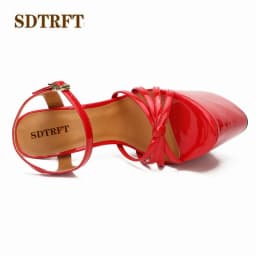 SDTRFT Buckle Sandals Party Shoes Woman Stiletto Zapatos Mujer 22cm Ultra High Metal Thin Heels Ladies Platforms Pumps Zapatilla