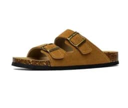 2027 New Summer Men's Cork Slippers Suede Leather Mule Clogs Slippers Man Soft Cork Two Buckle Beach Slides Footwear For Men 45