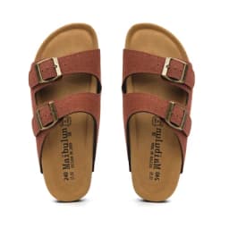 2027 New Summer Men's Cork Slippers Suede Leather Mule Clogs Slippers Man Soft Cork Two Buckle Beach Slides Footwear For Men 45