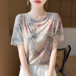 Spring And Summer Thin Semi-High-Necked Knitted Bottoming Shirt Short-Sleeved Pullover Women Wear Solid Color Semi-Sleeve Tops