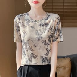 Spring And Summer Thin Semi-High-Necked Knitted Bottoming Shirt Short-Sleeved Pullover Women Wear Solid Color Semi-Sleeve Tops