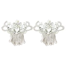 Women Crystal Flower Pearls Shoe Clips Buckles Shoe Decoration Charms 1 Pair crystal pearls shoe charms applique
