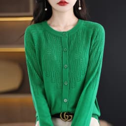 Spring Autumn Women Wool Blend Sweater O-neck Hollow Out Cardigan New Fashion Casual Knitted Slim Soft Jacket Bottoming Tops