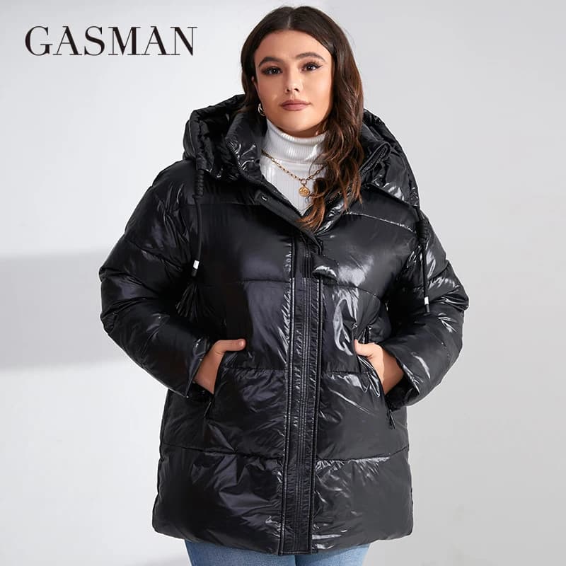 GASMAN 2023 Fashion Warm Coats Woman Winter Down Jackets Women Applique Hooded Plus Size Brand High Quality Parkas Female 82268