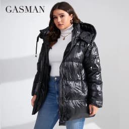GASMAN 2023 Fashion Warm Coats Woman Winter Down Jackets Women Applique Hooded Plus Size Brand High Quality Parkas Female 82268