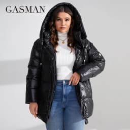 GASMAN 2023 Fashion Warm Coats Woman Winter Down Jackets Women Applique Hooded Plus Size Brand High Quality Parkas Female 82268