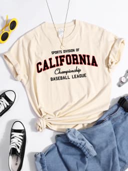 Sports Division California Ship Baseball League T-Shirts Comfortable Round Neck Tshirt Comfortable Hipster Tee Top Casual Tshirt