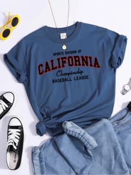 Sports Division California Ship Baseball League T-Shirts Comfortable Round Neck Tshirt Comfortable Hipster Tee Top Casual Tshirt