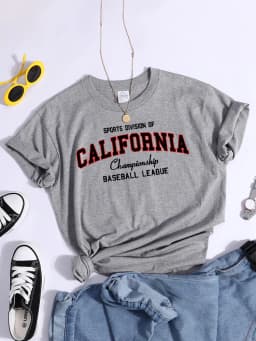 Sports Division California Ship Baseball League T-Shirts Comfortable Round Neck Tshirt Comfortable Hipster Tee Top Casual Tshirt