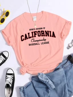 Sports Division California Ship Baseball League T-Shirts Comfortable Round Neck Tshirt Comfortable Hipster Tee Top Casual Tshirt