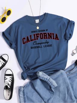 Sports Division California Ship Baseball League T-Shirts Comfortable Round Neck Tshirt Comfortable Hipster Tee Top Casual Tshirt