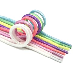New Round Colorful Shoelaces Glitter White Shoelaces of sneakers Metallic Shiny gold silver Flat shoe laces sports running Lace