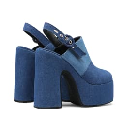 Plus Size Color Blocking Denim Material Back Strap Fashionable Women's Sandals High Waterproof Platform Hollow Out Sandals