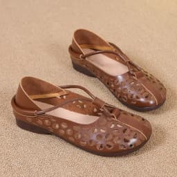 Designer Elegant Woman Flat Ballet Shoes Ladies Hollow Out Summer Flats Women's Mary Jane Shoes Vintage Loafers Cut Out Moccasin
