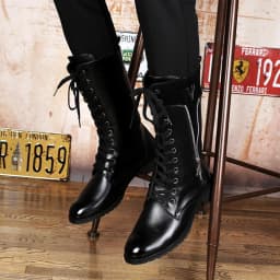 British fashion motorcycle boots for men genuine leather shoes cowboy high boot lace-up long botas masculinas zapatos de hombre