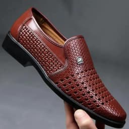 Summer New Leather Shoes Men's Business Hollow Holes Soft Bottom Men's Sandals Formal Wear Middle-Aged And Elderly Dad Shoes Men