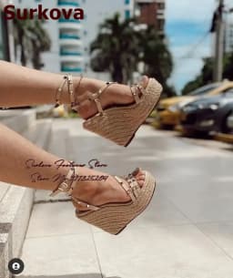 Surkova Rope Braided Wedged Heel Sandals Nude Matte Strappy Gold Studded Dress Shoes Platform Plaited Evening Pumps