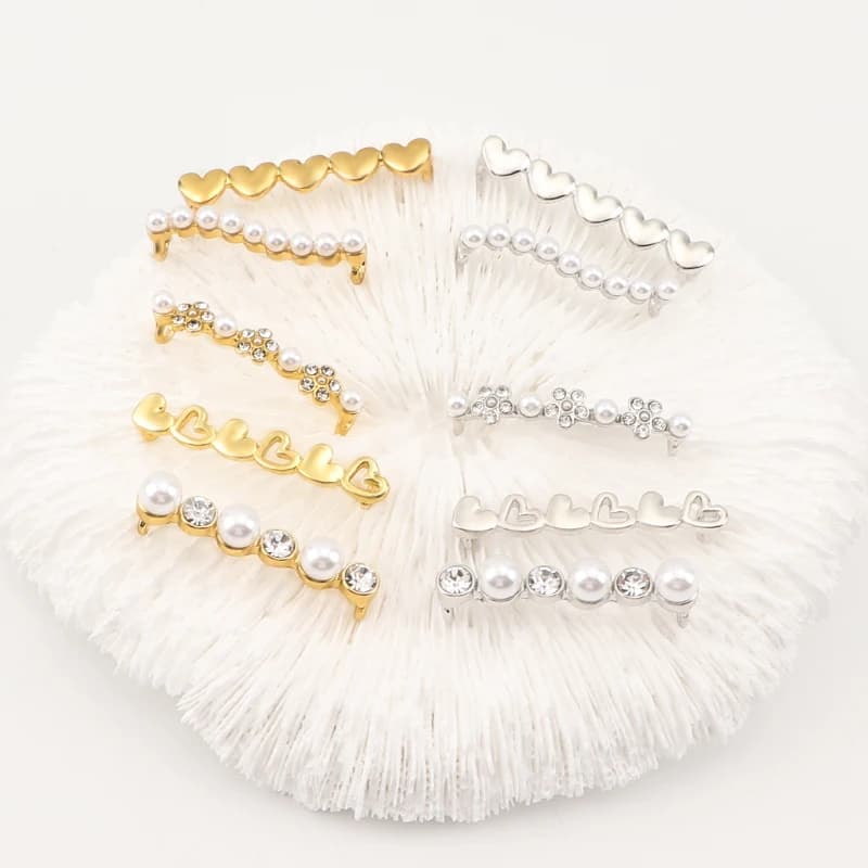 1PC Shoelaces Charms for Sneakers Shoelaces Clips Decorations Faux Pearl Casual Metal Rhinestone Shoe Buckle Accessory for Women