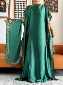 Abayas For Women 2023 Printed Silk Soft Loose Femme Robe Muslim Summer Fashion Clothing African Islam Woman Dresses With Scarfs