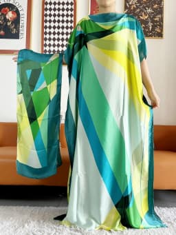 Abayas For Women 2023 Printed Silk Soft Loose Femme Robe Muslim Summer Fashion Clothing African Islam Woman Dresses With Scarfs