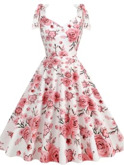 2024 New Fashion Women Summer Dress Retro 50s 60s Robe Femme Rockabilly Pinup Party Vestidos Casual Elegant Floral Office Dress