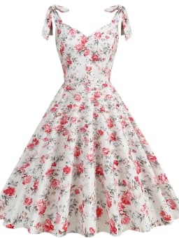 2024 New Fashion Women Summer Dress Retro 50s 60s Robe Femme Rockabilly Pinup Party Vestidos Casual Elegant Floral Office Dress