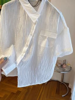 White Shirts Women Patchwork Irregular Design Short Sleeve Shirt Chic Fashion Blouse Summer Trend Thin Top Aesthetic Clothes