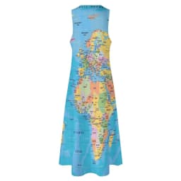 Earth Map Dress World Maps Print Elegant Maxi Dress Street Style Bohemia Long Dresses Women V Neck Custom Big Size Vestidos