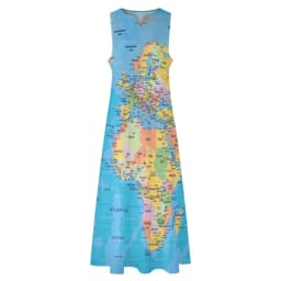 Earth Map Dress World Maps Print Elegant Maxi Dress Street Style Bohemia Long Dresses Women V Neck Custom Big Size Vestidos