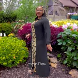 Fashion African-American Robe Hooded Black Rhinestone Embellished Dress