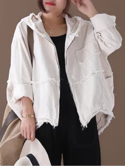 Amax luluE Korean Womens Loose Outerwear Fashion Coats Ladies Hooded Clothes Vintage Spring Jackets Oversized Denim Streetwear