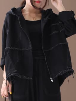 Amax luluE Korean Womens Loose Outerwear Fashion Coats Ladies Hooded Clothes Vintage Spring Jackets Oversized Denim Streetwear