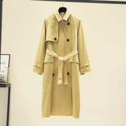 UK Brand new Fashion 2024 Fall /Autumn Casual Double breasted Simple Classic Long Trench coat with belt Chic Female windbreaker