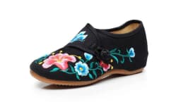 Floral Embroidered Shoes for Women Vintage Casual Loafers Canvas Dance Performance Shoe Ethnic Pumps Ladies Slingbacks Sandals