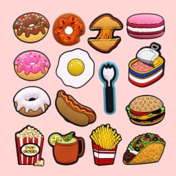 Original 1pcs Novelty Food PVC Shoe Decorations Accessories Donuts Popcorn Omelette Sandals Buckle Charms Kids Party Brand Gift