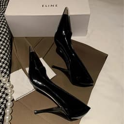 luxury women's shoes Women's Sandals With Heels Summer 2026 Leather Fashion Luxury Brand Pumps Metal Square Head High Heels shes
