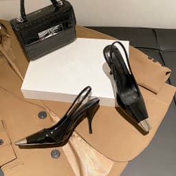 luxury women's shoes Women's Sandals With Heels Summer 2026 Leather Fashion Luxury Brand Pumps Metal Square Head High Heels shes