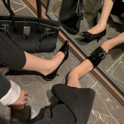 luxury women's shoes Women's Sandals With Heels Summer 2026 Leather Fashion Luxury Brand Pumps Metal Square Head High Heels shes