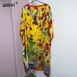 WINYI Summer beach Dress NEW Print Boho Hijab Loose vetidos Elegantes Muslim Abaya Robe Gown Sexy Lady Party maxi holiday kaftan