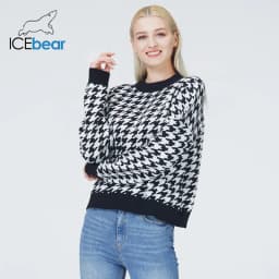 ICEbear Fall women's plaid sweater high-quality fashion women's clothing 2024 new BJ-5