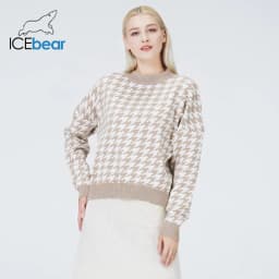 ICEbear Fall women's plaid sweater high-quality fashion women's clothing 2024 new BJ-5