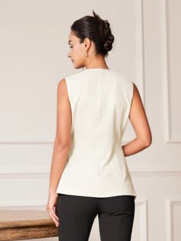 AEL Women's Monochromatic Sleeveless Suit Vest, Casual Fashion