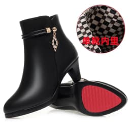 Comfort Fashion Soft Leather Winter Shoes Platform Boots 2024 Elegant Black Block High Heels Ankle Office Mom Boots