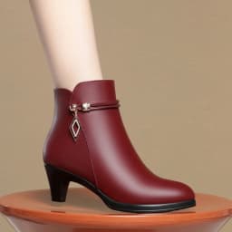 Comfort Fashion Soft Leather Winter Shoes Platform Boots 2024 Elegant Black Block High Heels Ankle Office Mom Boots