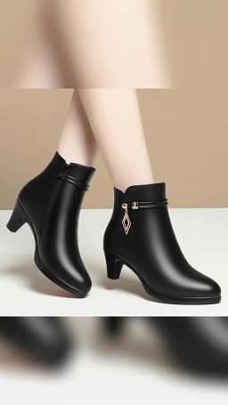 Comfort Fashion Soft Leather Winter Shoes Platform Boots 2024 Elegant Black Block High Heels Ankle Office Mom Boots