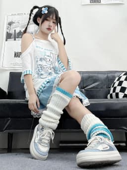 Gothic Woman Clothing Y2k Harajuku T-shirts Japanese Female Clothing Patchwork Kawaii Sweet Cartoon Print stripe y2k Clothes Top